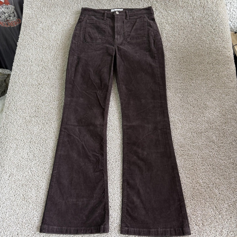 Gap Pants Womens 6R Brown Corduroy 70s Flare High Rise Chino Stretch Pockets